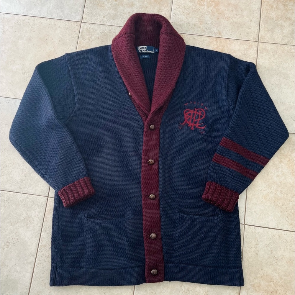 Polo By Ralph Lauren Rare Wool Vintage Varsity Men’s Sweater Jacket Size Large